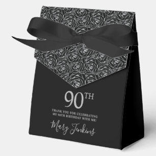 Ballotins Fleurs Roses Pailletées Argent pour les 90 ans Rem