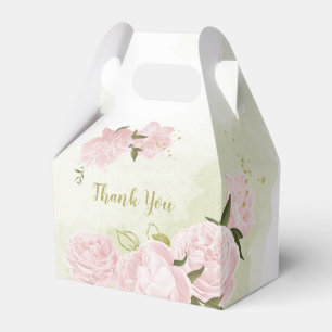 Ballotins fleurs roses romantiques avec feuilles vertes mari
