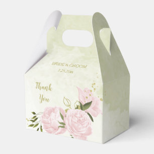 Ballotins fleurs roses romantiques avec mariage aux feuilles