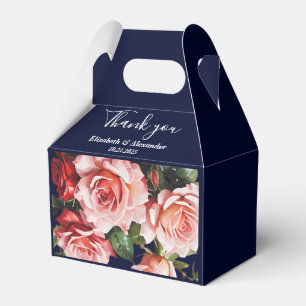 Ballotins Fleurs roses roses et rouges foncées et bleues mar