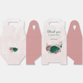 Ballotins fleurs roses vert émeraude mariage (Déplié)