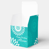 Ballotins Fleurs turquoise Joyeux Anniversaire Nom Favorbox (Ouvert)
