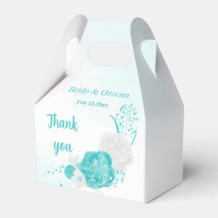 Ballotins fleurs turquoise romantiques mariage