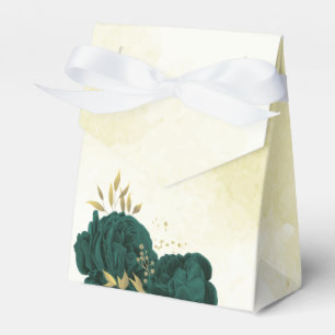 Ballotins fleurs vert émeraude et mariage aux feuilles d'or