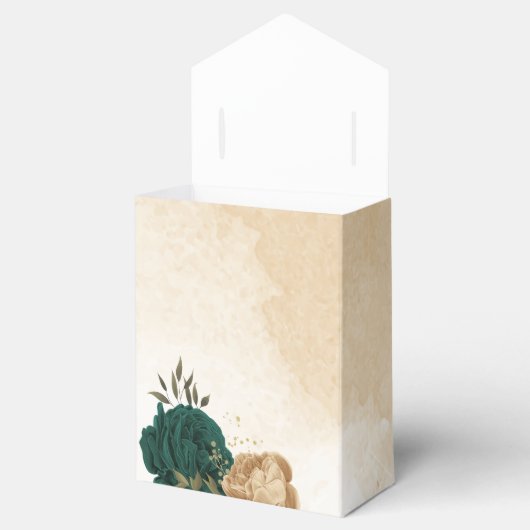 Ballotins fleurs vert émeraude et or beige mariage (Ouvert)