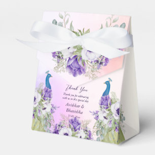 Ballotins Fleurs violettes paon mariage faveur cadeau