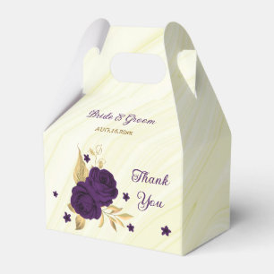 Ballotins fleurs violettes royales or marbre feuille