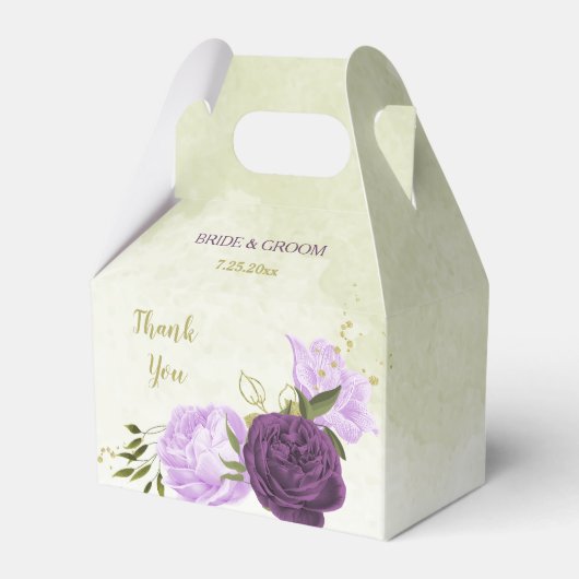 Ballotins fleurs violettes vert feuille mariage (Verso)