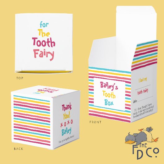 Ballotins "For Tooth Fairy" Fun Striped Candy Tooth Box
