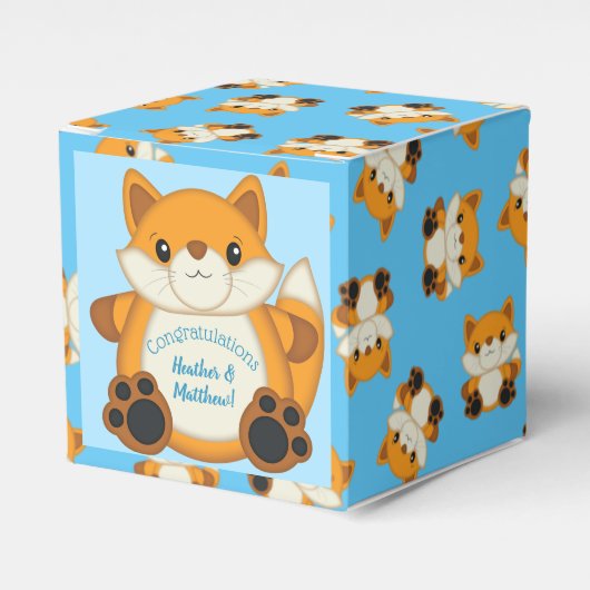 Ballotins Fox Baby shower bleu (Verso)