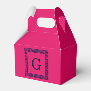 Ballotins Framboise, Clé grecque bleue marine #1 Monogramme