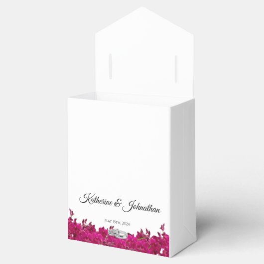 Ballotins Fuchsia Orchidées sur le Merci Mariage-blanc (Ouvert)