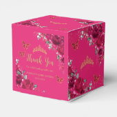 Ballotins Fuchsia Pink Floral Gold Quinceanera 15 16 XV Mini (Arrière)