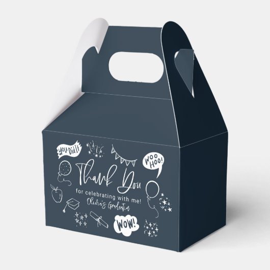 Ballotins Funky Doodle Graduation Party Navy Blue (Verso)