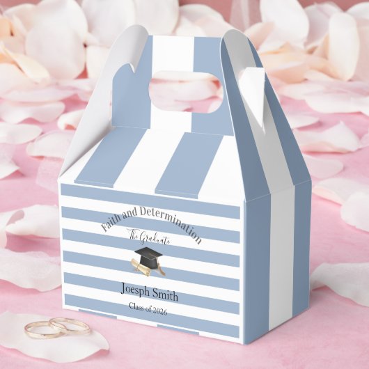 Ballotins Gable Favor Box Blue Stripe Graduate 2026 (Mariage)
