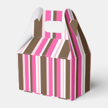 Gable Favor Box Brown & Pink Stripe