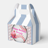 Ballotins Gable Favor Box Stripe Blue and White Baseball (Arrière)