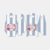 Ballotins Gable Favor Box Stripe Blue and White Baseball (Déplié)