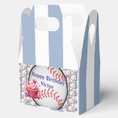 Ballotins Gable Favor Box Stripe Blue and White Baseball (Ouvert)