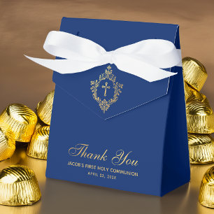 Ballotins Garçon Première Communion Royal Blue Faux Gold Cre