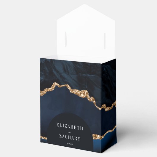 Ballotins Géode Agate moderne Arche Marine Bleu Or (Ouvert)