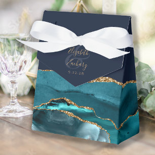 Ballotins Géode Agate moderne Gold Turquoise Marine Bleu