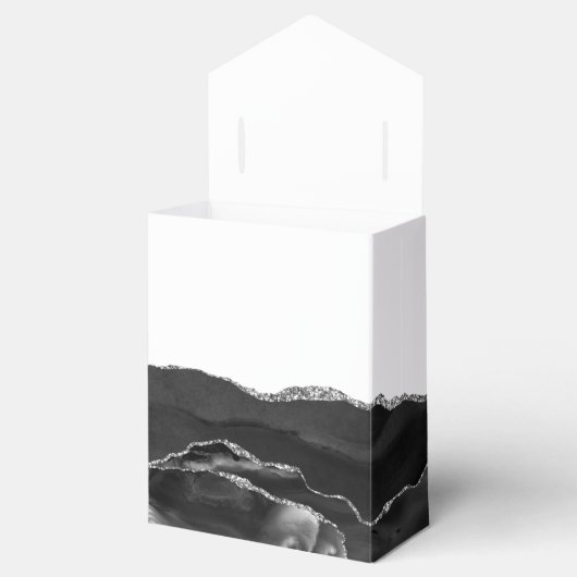 Ballotins Géode moderne Agate Noir Argent (Ouvert)