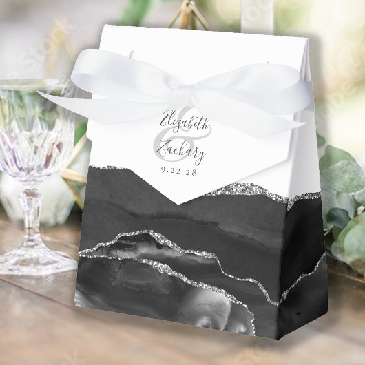 Ballotins Géode moderne Agate Noir Argent