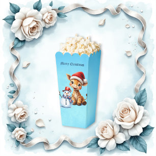Ballotins Girafe de caricature mignonne avec Santa Hat & Sno