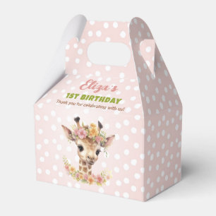 Ballotins Girl Giraffe Premier anniversaire fête rose sauvag
