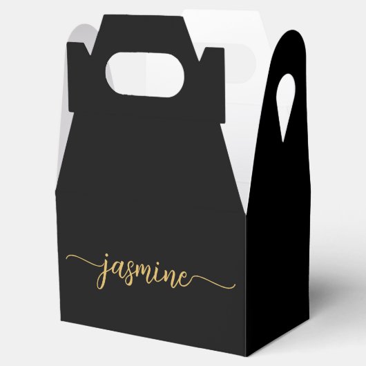 Ballotins Girl Simple Black Gold Monogramme Nom Script (Ouvert)