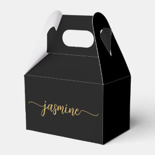 Ballotins Girl Simple Black Gold Monogramme Nom Script