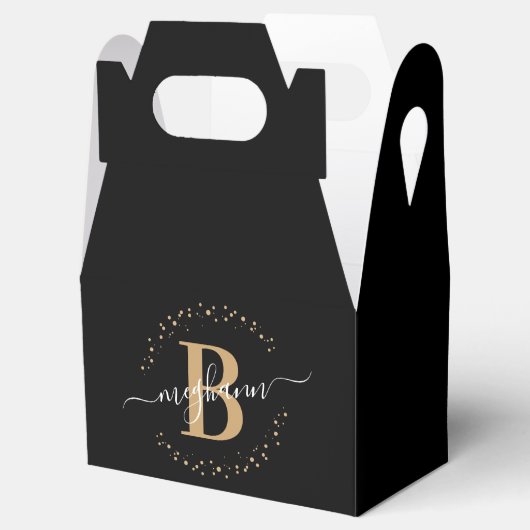 Ballotins Girly Elegant Black Gold Nom Monogramme Script (Ouvert)