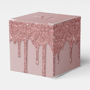 Ballotins Girly Rose Gold Sparkle Glitter Drips monogram