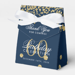 Ballotins Gold 60th Birthday Merci Confetti Navy Blue