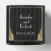 Ballotins Gold Art Déco Stripe Mariage Favor Box (Haut)