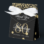 Ballotins Gold Black 80e anniversaire Merci Confetti<br><div class="desc">Elégant "Merci" 80e anniversaire Gold Faux Parties scintillant Confetti Design noir.</div>