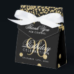 Ballotins Gold Black 90e anniversaire Merci Confetti<br><div class="desc">Elégant "Merci" 90e anniversaire Gold Faux Parties scintillant Confetti Design noir.</div>