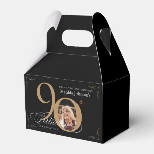 Ballotins Gold Black Calligraphy Photo personnalisée 90e ann