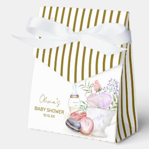 Ballotins Gold Bonjour Floral Macarons Milk Tea Baby shower