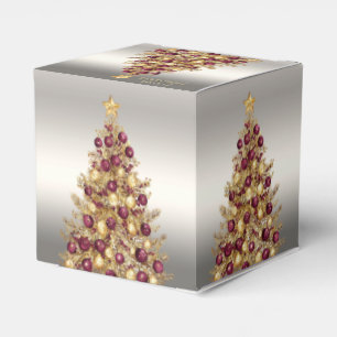 Ballotins Gold Burgundy Christmas Tree boîte cadeau de vacan