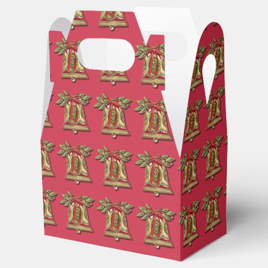 Ballotins Gold Christmas Bells Red Holiday Ballotin (Ouvert)