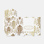 Ballotins Gold Damask White Script Mariage élégant (Déplié)