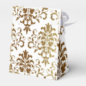 Ballotins Gold Damask White Script Mariage élégant (Arrière)