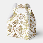 Ballotins Gold Damask White Script Mariage élégant (Arrière)