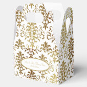 Ballotins Gold Damask White Script Mariage élégant (Ouvert)