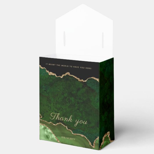 Ballotins Gold Emerald Green Agate Mariage Favor Boxes (Ouvert)