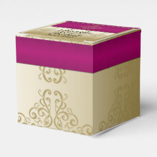 Ballotins Gold et Bourgogne Damask Posh Wedding Favor Box
