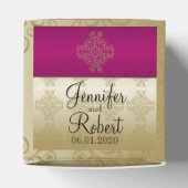 Ballotins Gold et Bourgogne Damask Posh Wedding Favor Box (Haut)