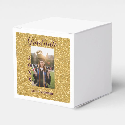 Ballotins Gold glitter photo graduation add name class text (Verso)